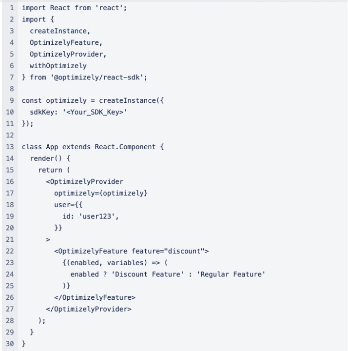 React code implementing Optimizely React SDK