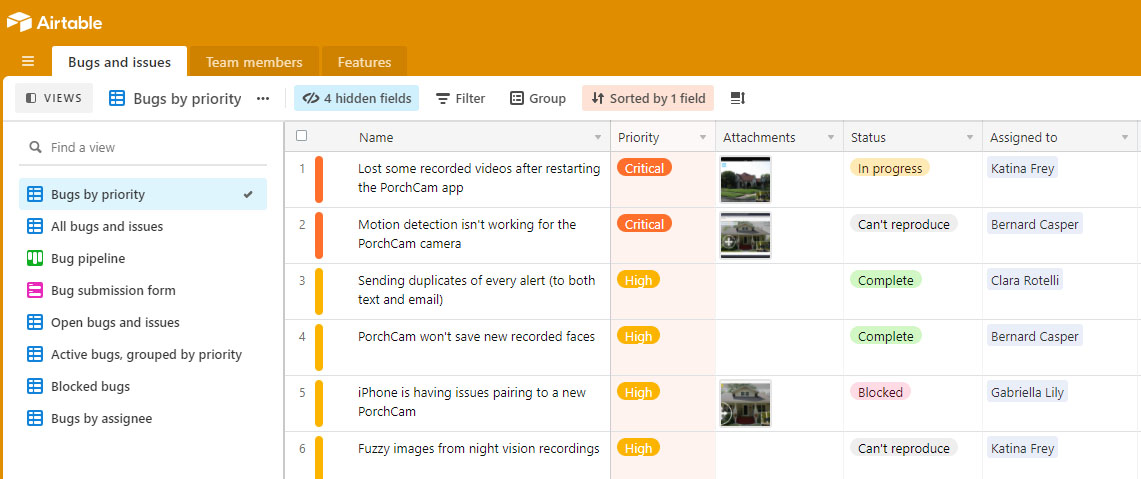 Screenshot of Airtable