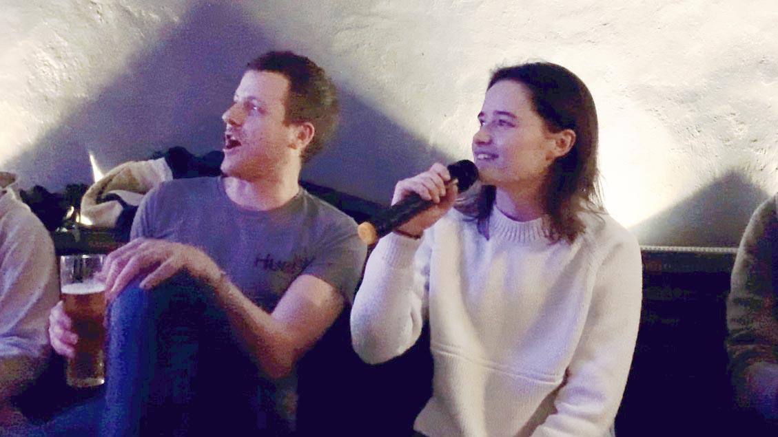 Sam and Annabel doing karaoke
