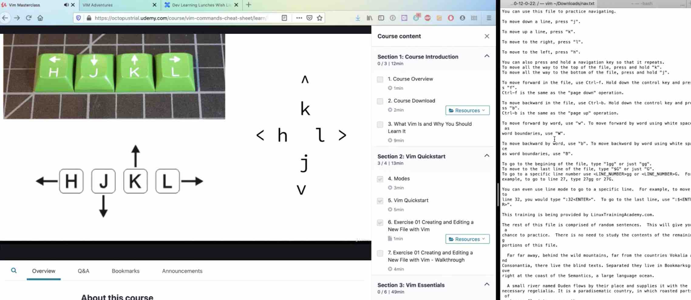 Learning the Vim navigation commands